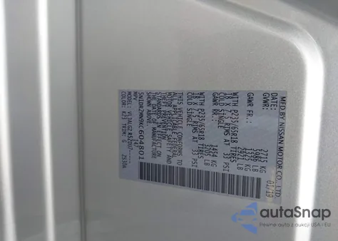 2019 Nissan Pathfinder Sl z USA, uszkodzony, nr VIN 5N1DR2MN9KC604801